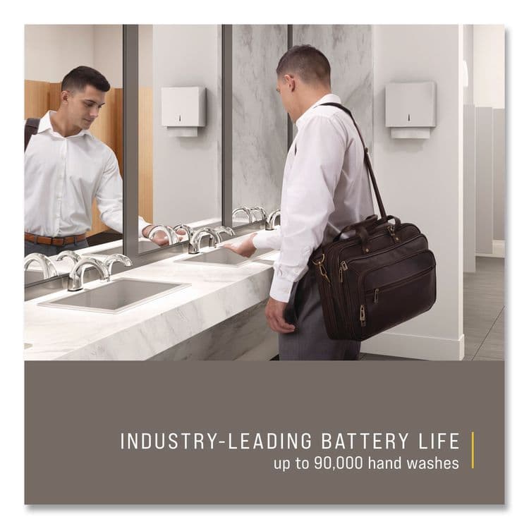 RUBBERMAID COMMERCIAL PROD. One Shot Soap Dispenser - Touch Free, Foam, 800 mL/1,600 mL, 11 x 14 x 3.5, Chrome, 4/Carton (RCP1938171CT) thumbnail 4