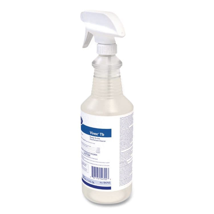 DIVERSEY Virex TB Disinfectant Cleaner, Lemon Scent, Liquid, 32 oz Bottle, 12/Carton (DVO04743) thumbnail 2