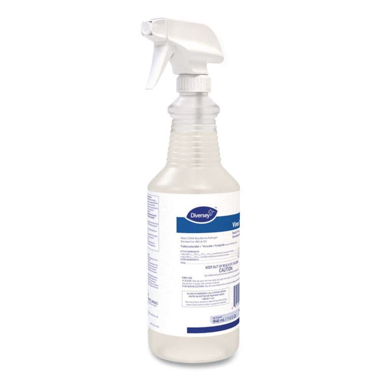 DIVERSEY Virex TB Disinfectant Cleaner, Lemon Scent, Liquid, 32 oz Bottle, 12/Carton (DVO04743) thumbnail 3