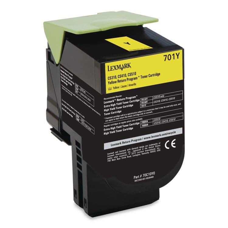 LEXMARK INT'L, . 70C10Y0 Return Program Toner, 1,000 Page-Yield, Yellow (LEX70C10Y0) thumbnail 2