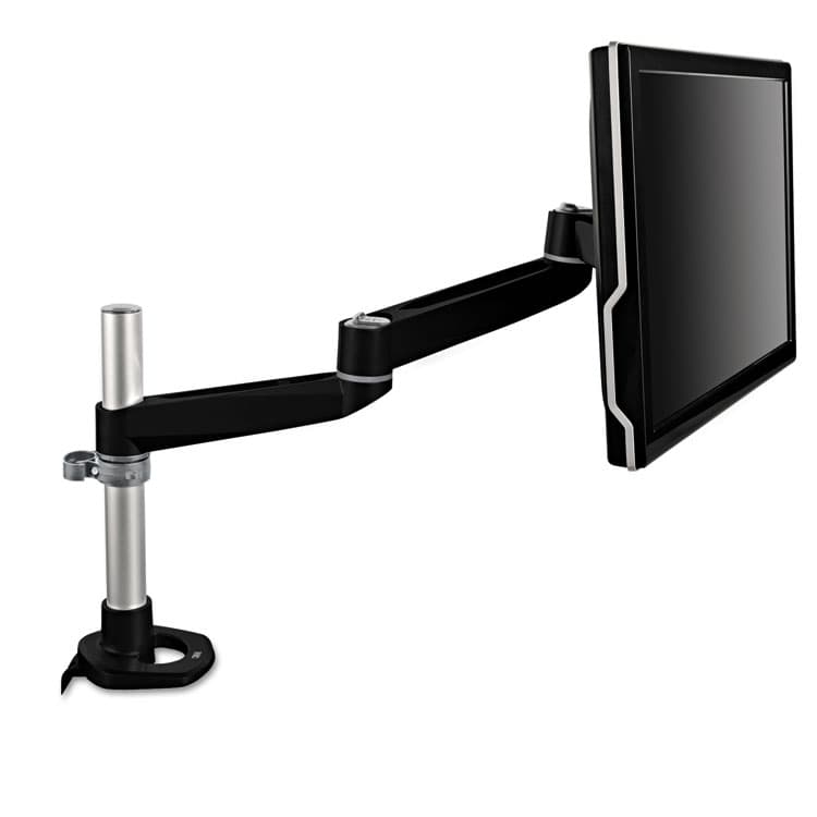 3M/COMMERCIAL TAPE DIV. Dual-Swivel Monitor Arm, 360 Degree Rotation, +15 Degree/-90 Degree Tilt, 180 Degree Pan, Black/Gray, Supports 30 lbs (MMMMA140MB)