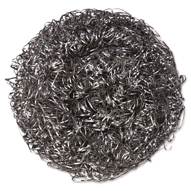 DISCO Stainless Steel Scrubbers, Large, 4 x 4, Steel Gray, 12 Scrubbers/Pack, 6 Packs/Carton (PUX756)