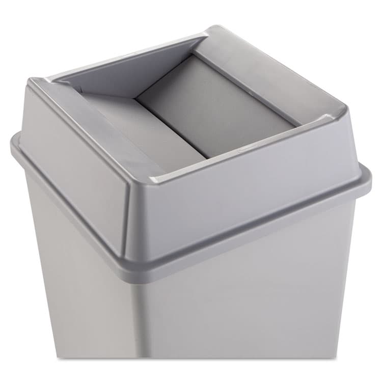 RUBBERMAID COMMERCIAL PROD. Untouchable Square Swing Top Lid, Plastic, 20.13w x 20.13d x 6.25h, Gray (RCP2664GRAY)