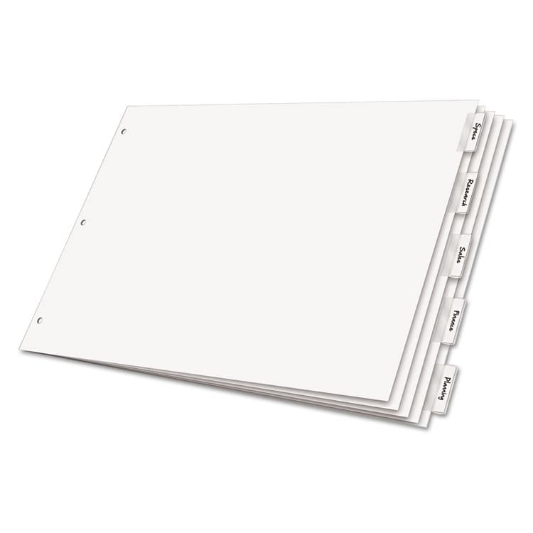 CARDINAL BRANDS . Paper Insertable Dividers, 5-Tab, 11 x 17, White, Clear Tabs, 1 Set (CRD84812) thumbnail 3