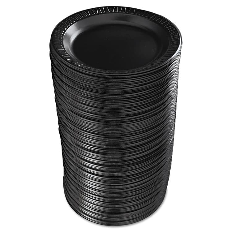 DART Quiet Classic Laminated Foam Dinnerware, Plate, 9" dia, Black, 125/Pack, 4 Packs/Carton (DCC9PBQR) thumbnail 2