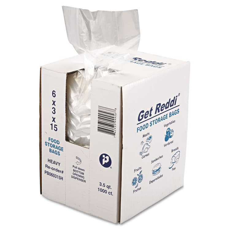 INTEGRATED BAGGING SYSTEMS Food Bags, 112 oz, 6" x 3" x 15", Clear, 1,000/Carton (IBSPB060315H) thumbnail 2