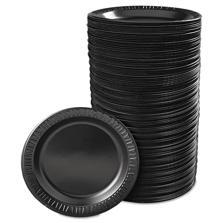 DART Quiet Classic Laminated Foam Dinnerware, Plate, 9" dia, Black, 125/Pack, 4 Packs/Carton (DCC9PBQR) thumbnail 4