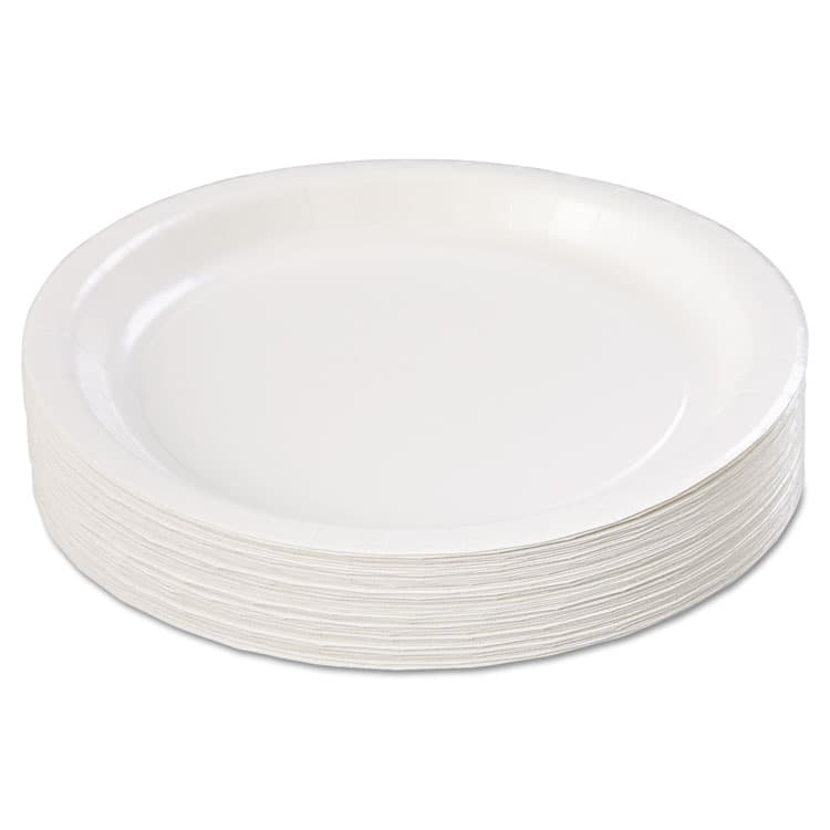HOFFMASTER Coated Paper Dinnerware, Plate, 9" dia, White, 50/Pack, 10 Packs/Carton (HFMPL7095) thumbnail 4