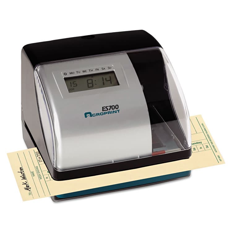 ACRO PRINT TIME RECORDER ES700 Atomic Electronic Time Recorder and Document Stamp, Digital Display, Black/Silver (ACP010182000) thumbnail 2