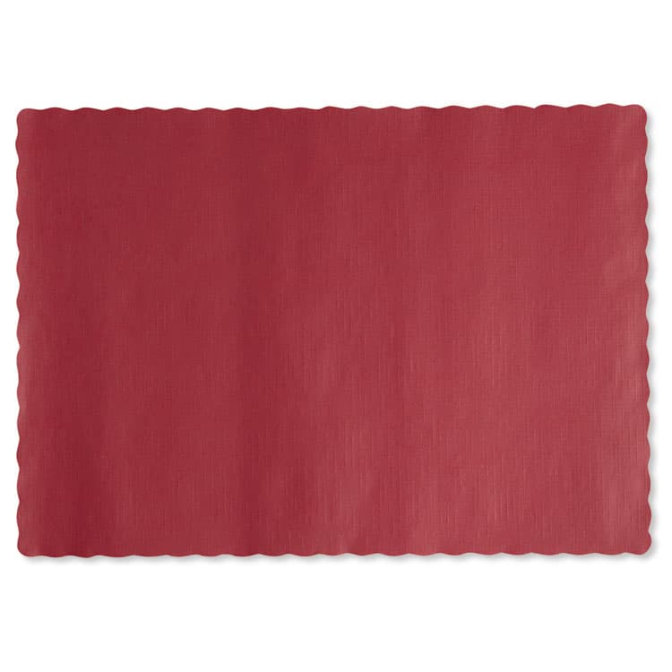 HOFFMASTER Placemats, Smooth Surface, Scalloped Edges, 13.5" x 9.5", Red, 1,000/Carton (HFM310521)