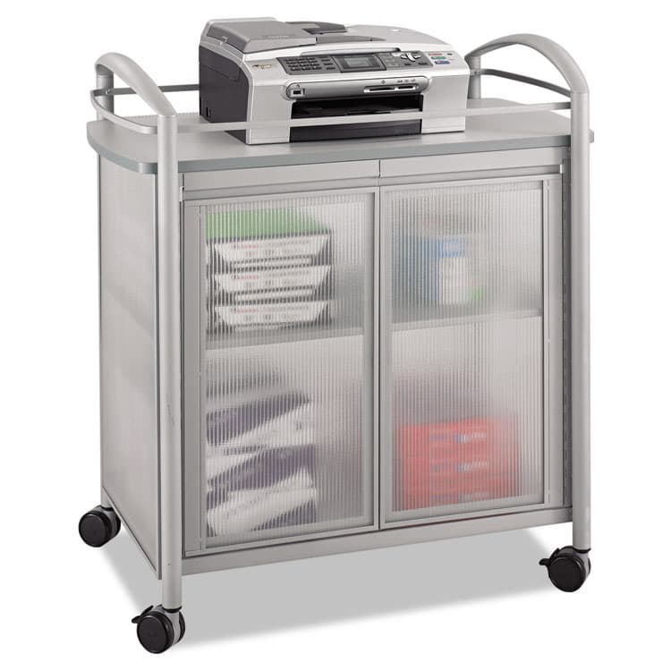 SAFCO PRODUCTS Impromptu Refreshment Cart/Machine Stand, Engineered Wood, 3 Shelf, 34 x 21.25 x 36.5, Gray/Silver (SAF8966GR) thumbnail 2