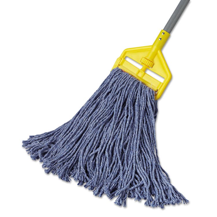 RUBBERMAID COMMERCIAL PROD. Non-Launderable Cotton/Synthetic Cut-End Blend Mop Head, 16 oz, 1" Band, Blue, 12/Carton (RCPF51612BLUCT) thumbnail 2