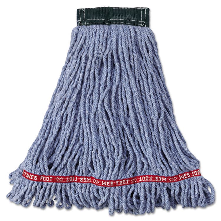 RUBBERMAID COMMERCIAL PROD. Web Foot Wet Mop Head, Shrinkless, Cotton/Synthetic, Medium, Blue, 6/Carton (RCPA252BLU)