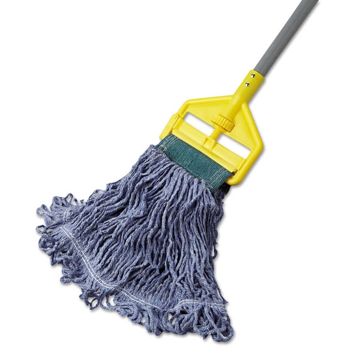 RUBBERMAID COMMERCIAL PROD. Super Stitch Blend Mop Head, Cotton/Synthetic, Medium, Blue, 6/Carton (RCPD252BLU) thumbnail 3