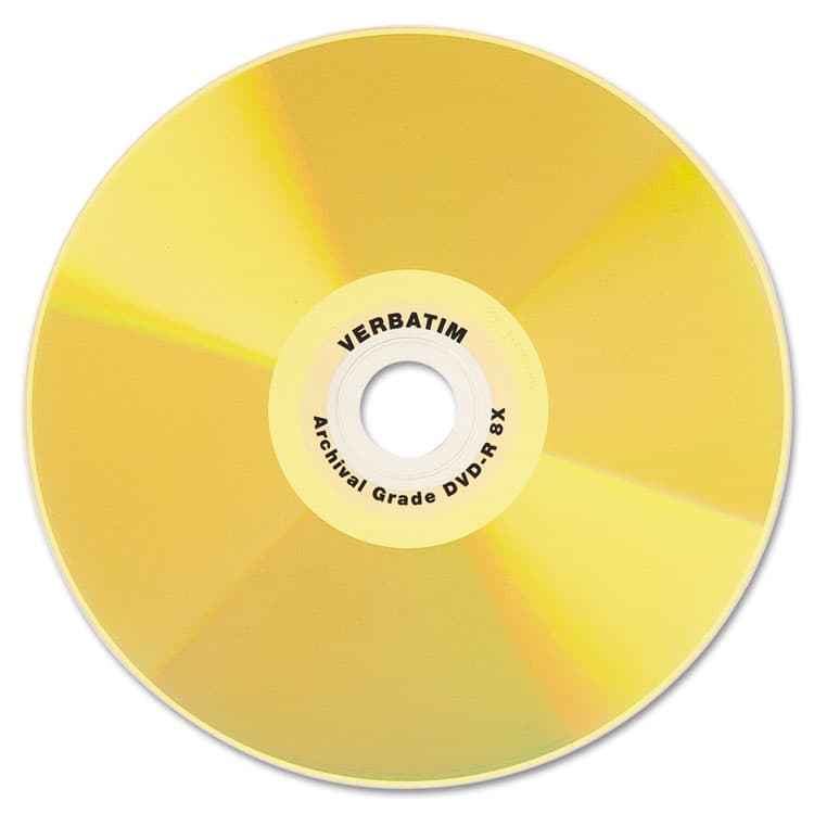 VERBATIM CORPORATION UltraLife Gold Archival Grade DVD-R, 4.7 GB, 16x, Spindle, Gold, 50/Pack (VER95355) thumbnail 2