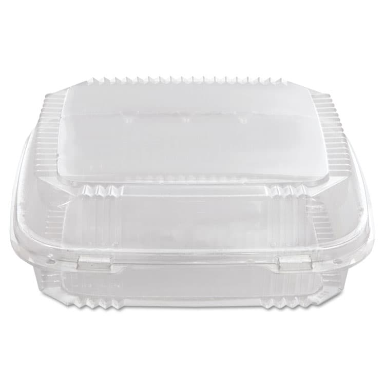 PACTIV EVERGREEN CORPORATION ClearView SmartLock Hinged Lid Container, 49 oz, 8.2 x 8.3 x 2.9, Clear, Plastic, 200/Carton (PCTYCI81120) thumbnail 3