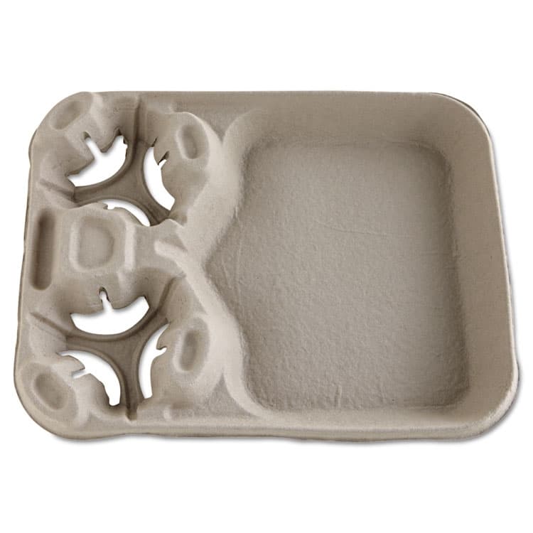 HUHTAMAKI StrongHolder Molded Fiber Cup/Food Tray, 8 oz to 44 oz, Two Cups + Food Tray, Beige, 100/Carton (HUH20990CT)