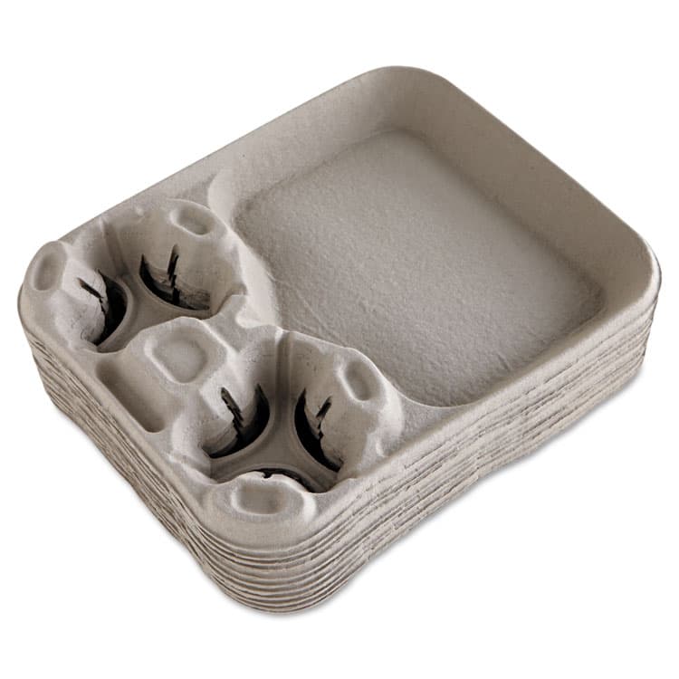 HUHTAMAKI StrongHolder Molded Fiber Cup/Food Tray, 8 oz to 44 oz, Two Cups + Food Tray, Beige, 100/Carton (HUH20990CT) thumbnail 2