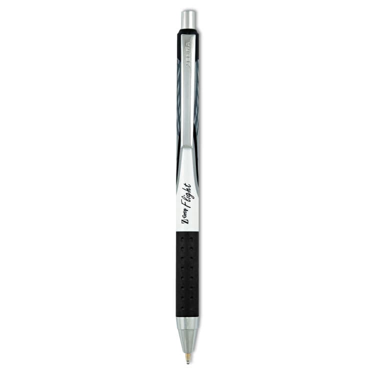 ZEBRA PEN CORP. Z-Grip Flight Ballpoint Pen, Retractable, Bold 1.2 mm, Black Ink, Black/Gray/White Barrel, 12/Pack (ZEB21910)