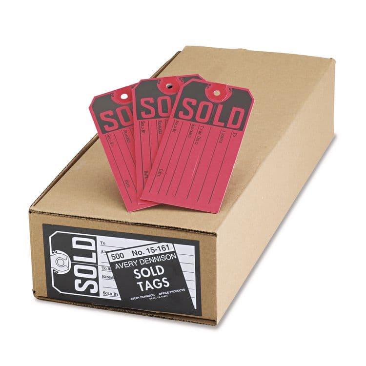 AVERY PRODUCTS CORPORATION Sold Tags, Paper, 4.75 x 2.38, Red/Black, 500/Box (AVE15161)