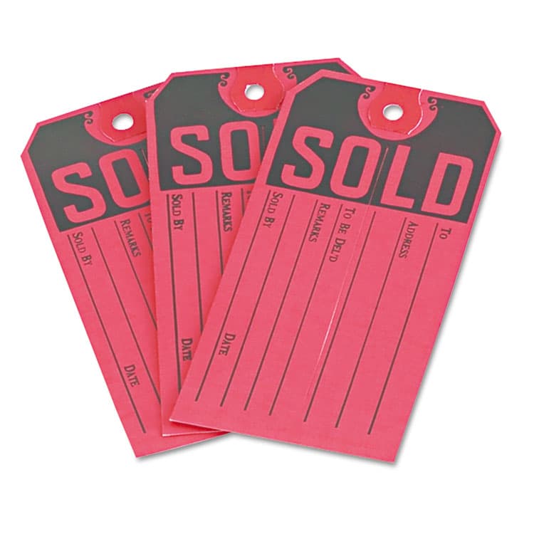 AVERY PRODUCTS CORPORATION Sold Tags, Paper, 4.75 x 2.38, Red/Black, 500/Box (AVE15161) thumbnail 3
