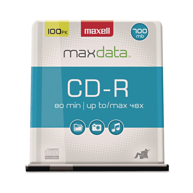 MAXELL CORP. OF AMERICA CD-R Discs, 700 MB/80 min, 48x, Spindle, Silver, 100/Pack (MAX648200)