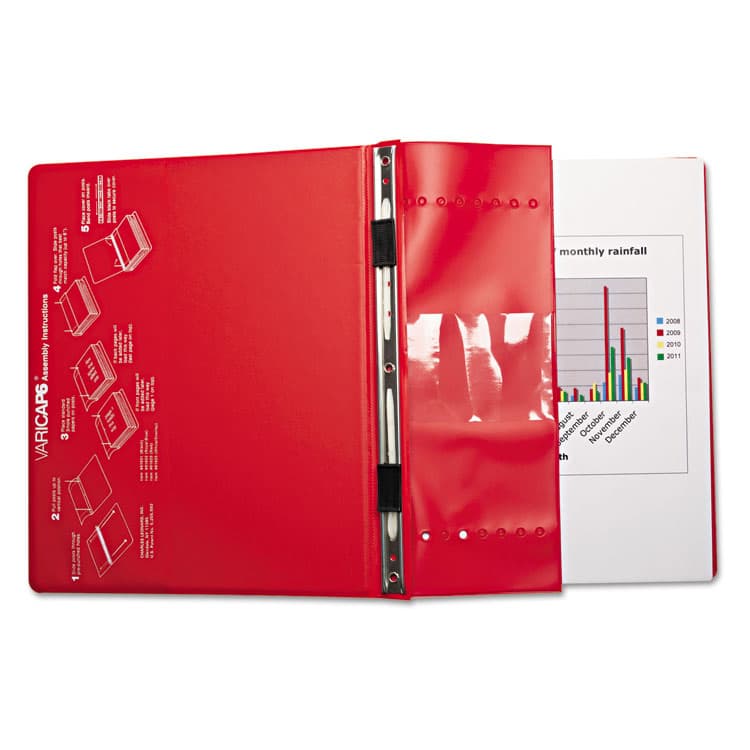 CHARLES LEONARD, VariCap Expandable Binder, 2 Posts, 6" Capacity, 11 x 8.5, Red (LEO61603) thumbnail 4