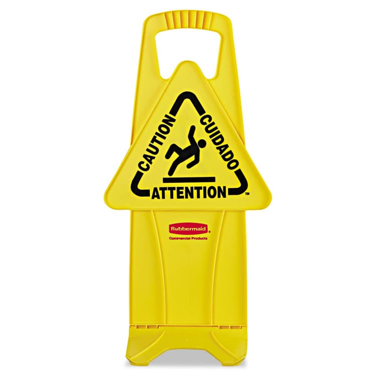 RUBBERMAID COMMERCIAL PROD. Stable Multi-Lingual Safety Sign, 13 x 13.25 x 26, Yellow (RCP9S0900YEL) thumbnail 4