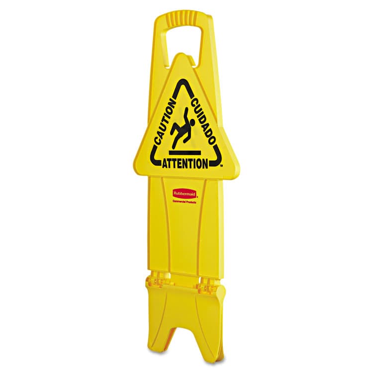 RUBBERMAID COMMERCIAL PROD. Stable Multi-Lingual Safety Sign, 13 x 13.25 x 26, Yellow (RCP9S0900YEL) thumbnail 3