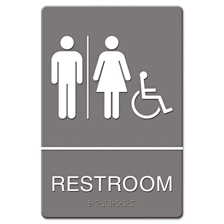 U. S. STAMP & SIGN ADA Sign, Restroom/Wheelchair Accessible Tactile Symbol, Molded Plastic, 6 x 9 (USS4811)