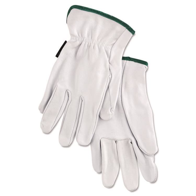 MCR SAFETY Grain Goatskin Driver Gloves, Gunn Cut, Straight Thumb, Medium, White, 12 Pairs (MPG3601M)