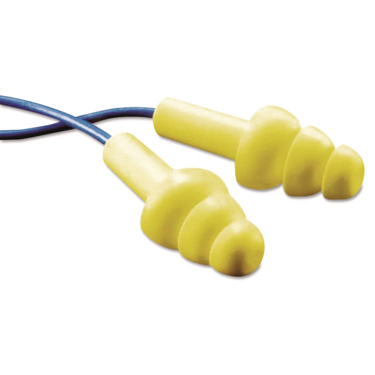 3M/COMMERCIAL TAPE DIV. E-A-R UltraFit Metal-Detectable Reusable Earplugs, Corded, 25dB NRR, Blue/Yellow, 100 Pairs (MMM3404007)