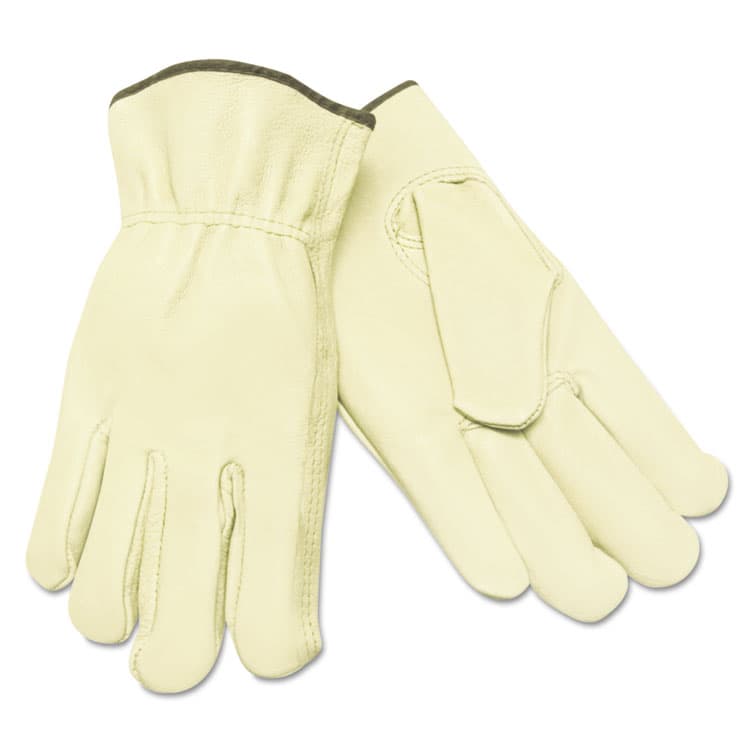 MCR SAFETY Unlined Pigskin Driver Gloves, Gunn Cut, Straight Thumb, Medium, Cream, 12 Pairs (MPG3400M) thumbnail 2