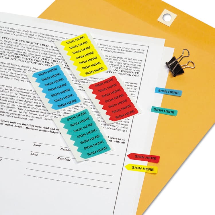 REDI-TAG CORPORATION Mini Arrow Page Flags, "Sign Here", Blue/Mint/Red/Yellow, 126 Flags/Pack (RTG72020) thumbnail 4
