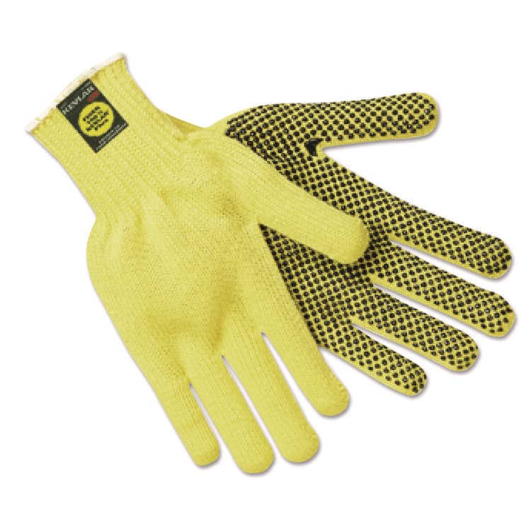 MCR SAFETY PVC Dotted Kevlar Gloves, Large, Yellow/Black, 12 Pairs (MPG9366L)