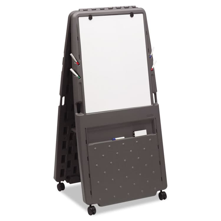 ICEBERG ENTERPRISES Ingenuity Presentation Flipchart Easel with Dry Erase Surface, 33" x 28", White Surface, Charcoal Gray Polyethylene Frame (ICE30237)