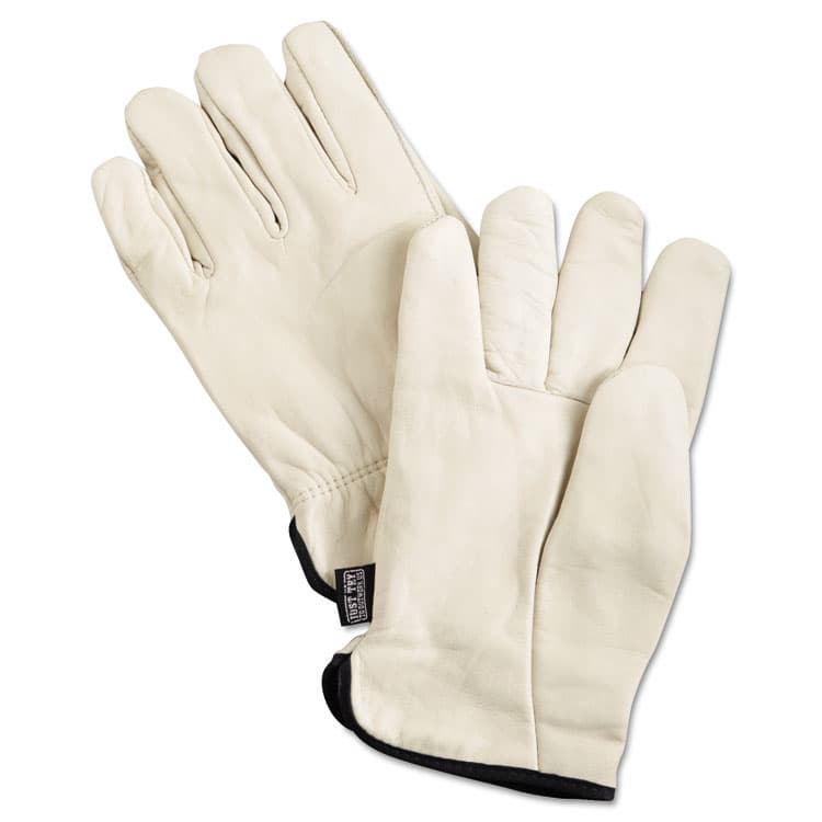 MCR SAFETY Premium Grade Leather Insulated Driver Gloves, Fleece Lining, Gunn Cut, Straight Thumb, X-Large, Cream, 12 Pairs (MPG3250XL)