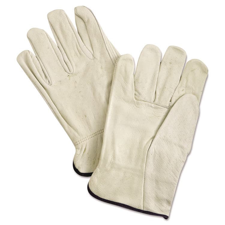 MCR SAFETY Unlined Pigskin Driver Gloves, Gunn Cut, Straight Thumb, X-Large, Cream, 12 Pairs (MPG3400XL)
