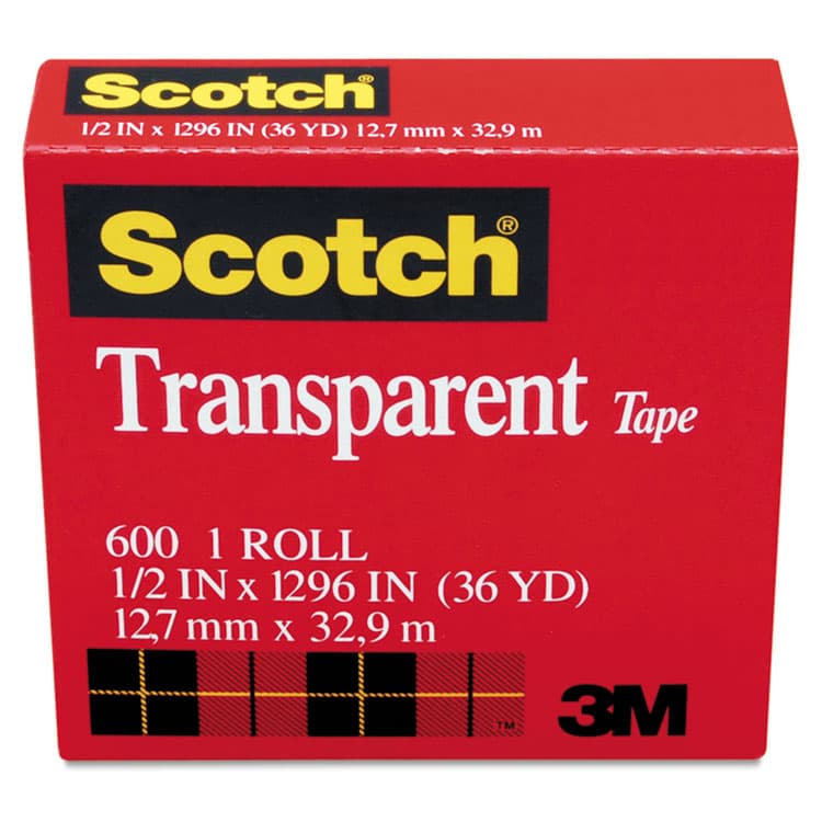 3M/COMMERCIAL TAPE DIV. Transparent Tape, 1" Core, 0.5" x 36 yds, Transparent (MMM600121296) thumbnail 2