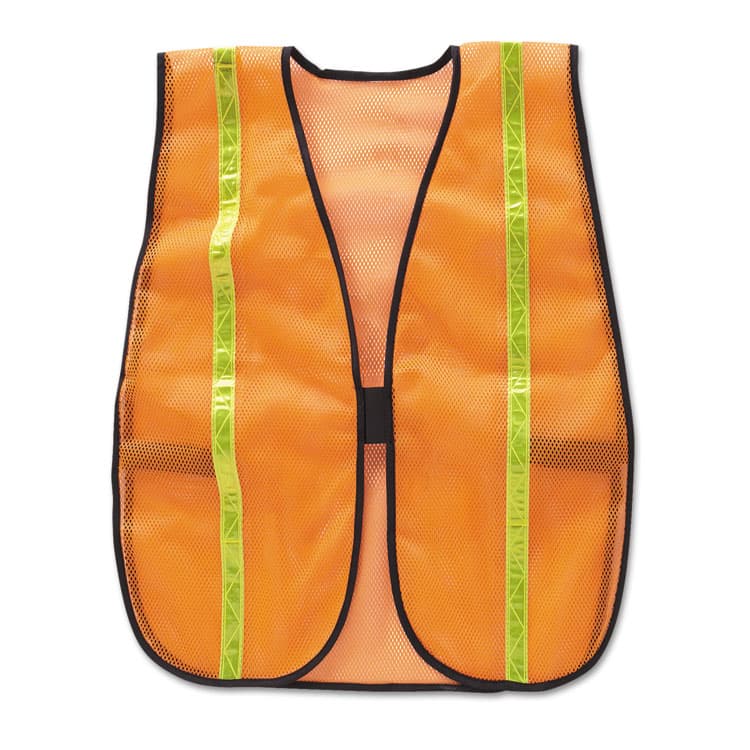 MCR SAFETY Polyester Mesh Safety Vest, One Size Fits All, Orange with 0.75" Lime Green Stripe (RVRV211R) thumbnail 2