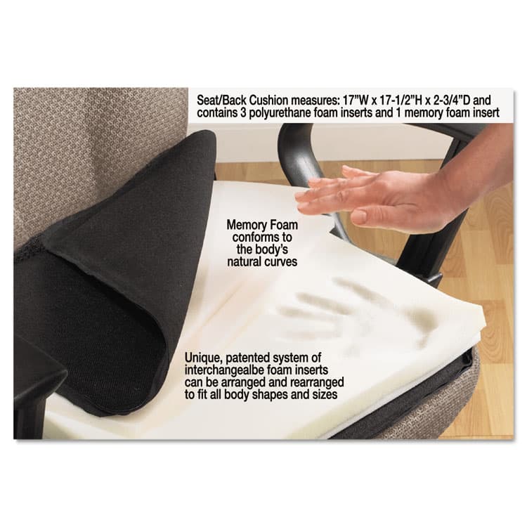MASTER CASTER COMPANY The ComfortMakers Deluxe Seat/Back Cushion, Memory Foam, 17 x 2.75 x 17.5, Black (MAS91061) thumbnail 2