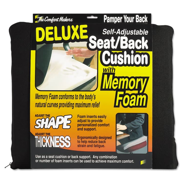 MASTER CASTER COMPANY The ComfortMakers Deluxe Seat/Back Cushion, Memory Foam, 17 x 2.75 x 17.5, Black (MAS91061)
