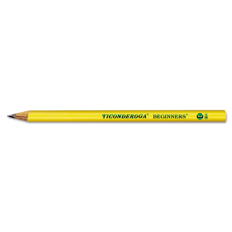 DIXON TICONDEROGA CO. Ticonderoga Beginners Woodcase Pencil with Microban, HB (#2), Black Lead, Yellow Barrel, Dozen (DIX130800002)