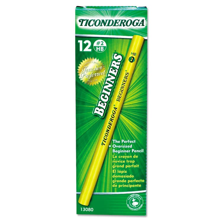 DIXON TICONDEROGA CO. Ticonderoga Beginners Woodcase Pencil with Microban, HB (#2), Black Lead, Yellow Barrel, Dozen (DIX130800002) thumbnail 2