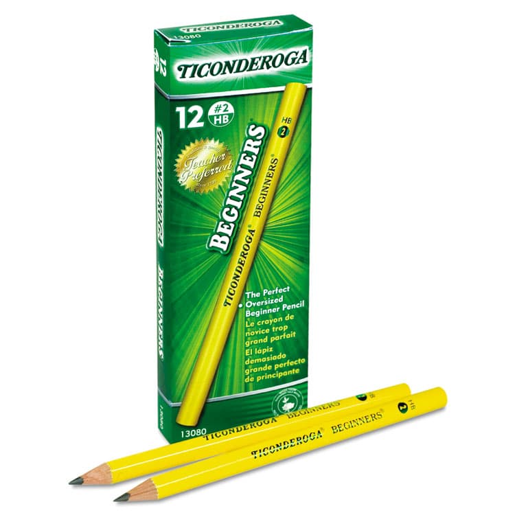 DIXON TICONDEROGA CO. Ticonderoga Beginners Woodcase Pencil with Microban, HB (#2), Black Lead, Yellow Barrel, Dozen (DIX130800002) thumbnail 3