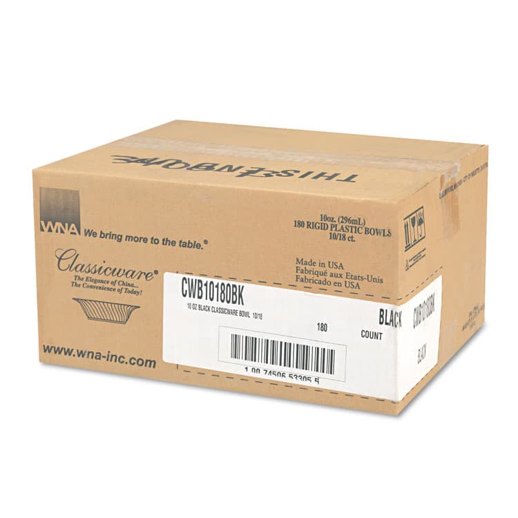 WNA, . Classicware Plastic Bowls, 10 oz, Black, 180/Carton (WNACWB10180BK) thumbnail 3
