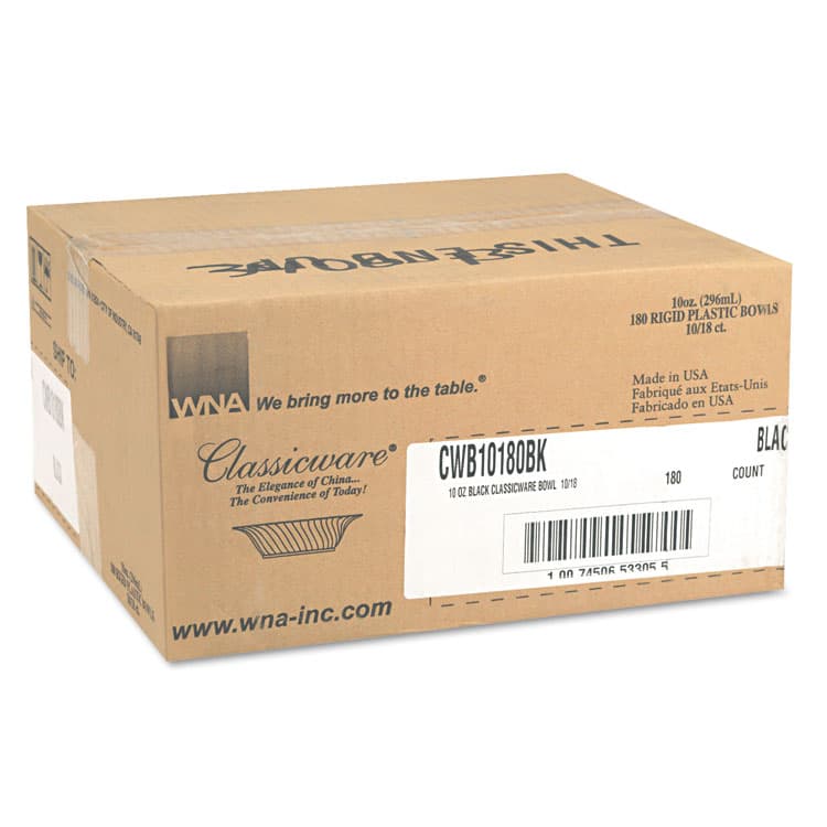 WNA, . Classicware Plastic Bowls, 10 oz, Black, 180/Carton (WNACWB10180BK) thumbnail 2