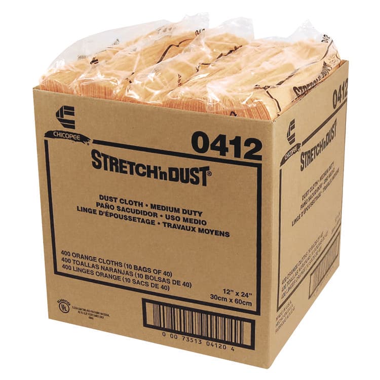 CHICOPEE, Stretch 'n Dust Cloths, 11.63 x 24, Yellow, 40 Cloths/Pack, 10 Packs/Carton (CHI0412)