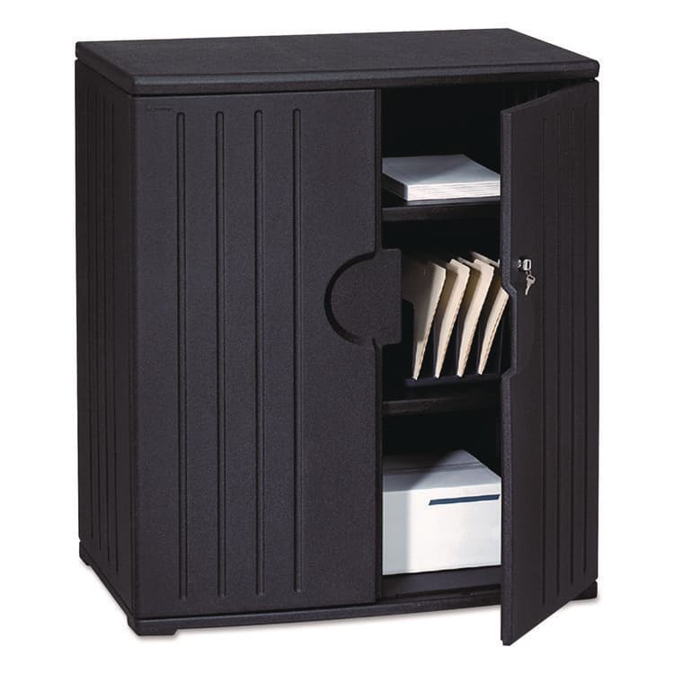 ICEBERG ENTERPRISES Rough n Ready Storage Cabinet, Two-Shelf, 36w x 22d x 46h, Black (ICE92561)