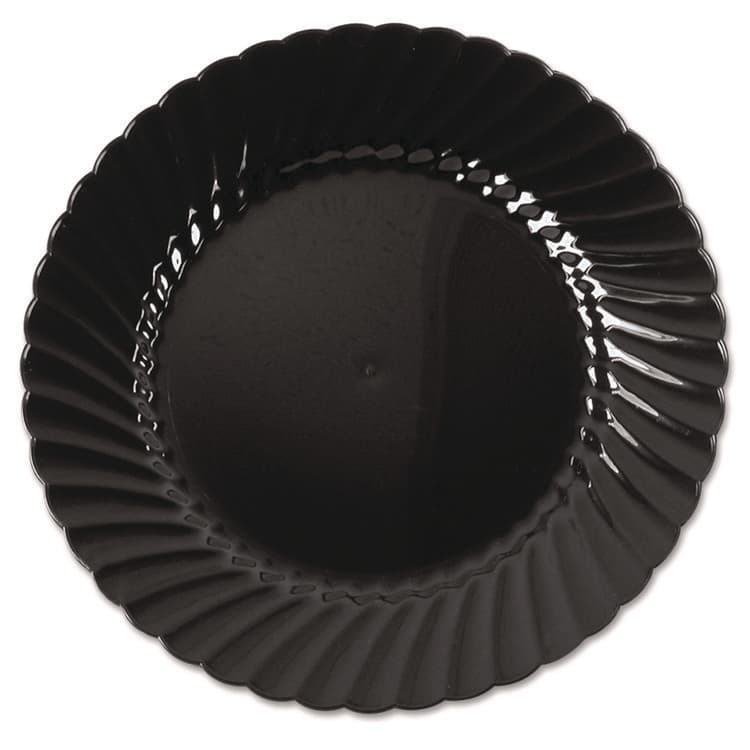 WNA, . Classicware Plastic Plates, 6" dia, Black, 10/Pack, 18 Packs/Carton (WNACW6180BK)